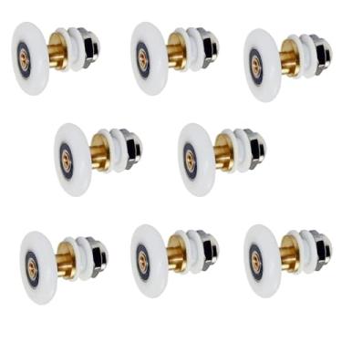 Imagem de Rolos de porta de chuveiro, polias de porta deslizante de vidro do banheiro, roldanas/rodas, substituição de rolos modernos de porta de vidro de chuveiro de 27 mm, 8 peças