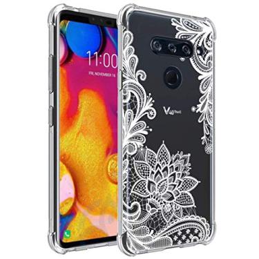 Imagem de Capa para LG V40, capa para LG V40 ThinQ com flores, capa para telefone fina de TPU flexível e transparente à prova de choque para LG V40/LG V40 ThinQ 2018, mandala