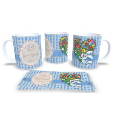 Imagem de Caneca de Porcelana Branca Personalizada Coleção Páscoa Feliz