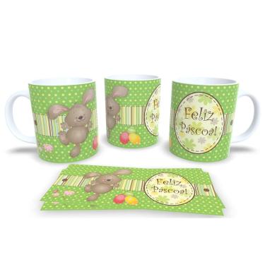 Imagem de Caneca de Porcelana Branca Personalizada Coleção Páscoa Feliz