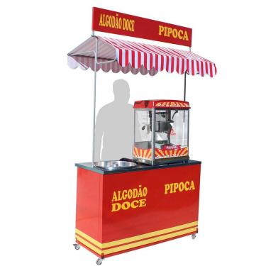 Imagem de Barraca de pipoca e algodão doce com maquina de pipoca elétrica e maquina algodão doce profissional modelo 3026