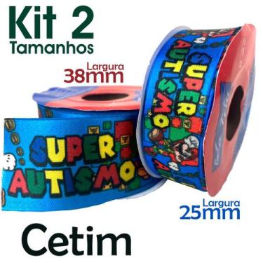 Imagem de Lindo Kit Fita De Cetim Estampada Super Autismo Autista 2 Rl - BELA FI