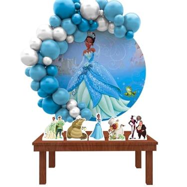 Imagem de Kit Decoração Painel Redondo Festa de Aniversário Infantil Princesa e o Sapo Azul