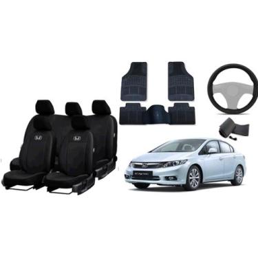 Imagem de Kit de Capa de Couro + Tapete + Capa de Volante para Honda Civic - aer