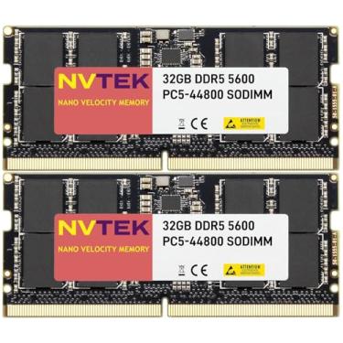 Imagem de NVTEK 64GB (2X32GB) DDR5 5600MHZ PC5-44800 Non-ECC SODIMM KIT Laptop AIO PC Memória de Computador