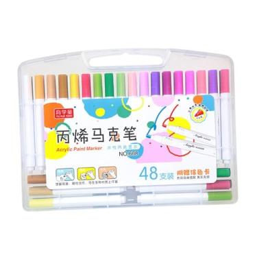 Imagem de Generic Marcadores de tinta acrílica desenhando canetas acrílicas marcadores de arte laváveis, canetas marcadoras com acrílico de caixa de armazenamento, 48 Cor