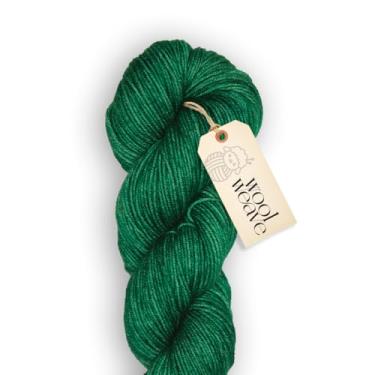 Imagem de Woolweave Fio de peso para dedilhados - fios de meia tingidos à mão, 75% lã de merino extrafina e 25% poliamida, 100 g de novelo, 438 jardas - fio verde leve, macio e durável