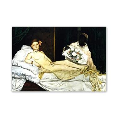 Imagem de JZSDGB Olympia Wall Art por Edouard Manet-Famous Reprodução de pinturas a óleo em tela - pôster e impressões em tela para decoração de casa 80 x 120 cm (31 x 47 pol) sem moldura