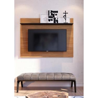 Imagem de Painel Suspenso Maia 135mt Para TVs até 55 Polegadas Noce Milano Preto Fosco - Colibri