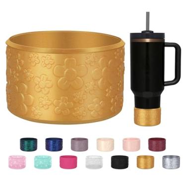 Imagem de ZXFYE Bota de silicone com flor gradiente, compatível com Stanley Quencher Adventure 1,134 g 850 g e copo IceFlow de 590 ml, 850 g, capa protetora para copo camaleão, capa inferior para Hydroflask 350