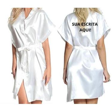 Imagem de Robe roupão hobbe Personalizado todo em cetim - AUGUI Noiva, G, Dourad