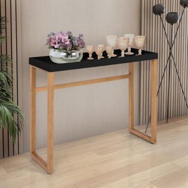 Imagem de Aparador Gourmet Slim Pés em Madeira c/Bandeija MDF para Salas Cozinhas Hall De Entrada Cantinho do Café - Preto