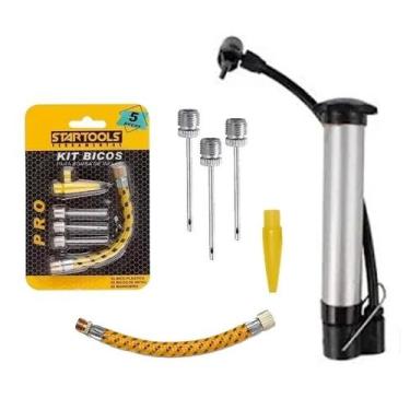 Imagem de Kit Bomba De Ar Manual 25cm Vertical Com Bicos Para Encher Bolas Boia 