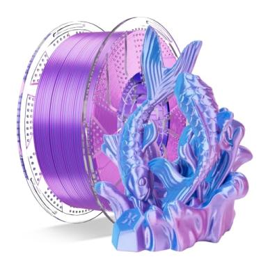 Imagem de Chitu Systems Filamento PLA de seda de duas cores Conjure, filamento rosa vermelho celeste com diâmetros de 1,75 ± 0,02 mm, filamento de impressora 3D 1 KG/2,2 lb
