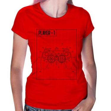 Imagem de Baby Look Player 1 Controle Joystick - Foca na Moda, Vermelho, GG