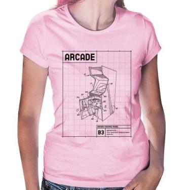 Imagem de Baby Look Arcade Fliperama Projeto - Foca na Moda, Rosa bebê, G