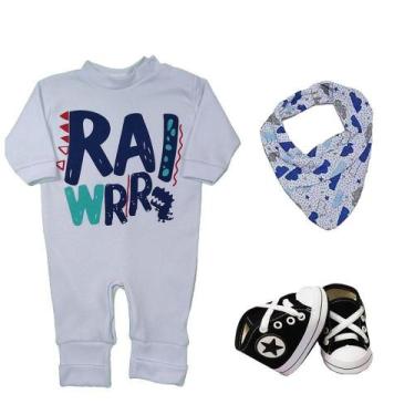Imagem de Kit 3 Peças Roupas de Bebês Macacão Taylor Bandana Sapatinho - Koala B