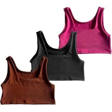 Imagem de Kit 3 Top Regata Menina Treino Roupa Ginástica Infantil Esportes Moda 