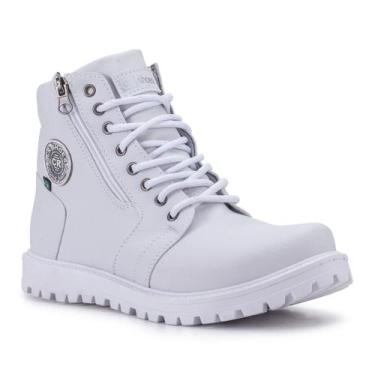 Imagem de Coturno Masculino Com Ziper Modelo Novo Crshoes 9013, Branco, 40