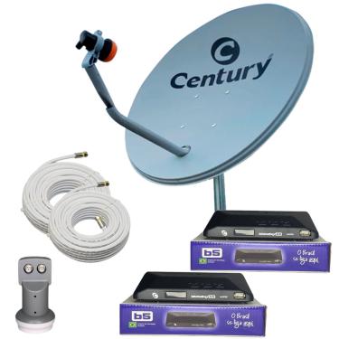 Imagem de Antena Parabolica Century 60cm c/ 2 Midiabox B5 Ku Duplo 5g