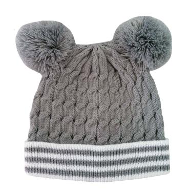 Imagem de Gorro Infantil Listras Basic+ Acrílico Cinza com Branco