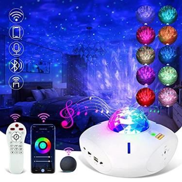Imagem de Projetor Star Galaxy Night Light Smart wifi Music Star Light Funciona com Alexa Google Voice, app e controle remoto, alto-falante Bluetooth USB Projet