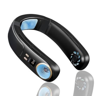 Imagem de UOFON Ventilador de pescoço Ar condicionado de pescoço portátil soprar ar frio resfriador recarregável com placa de resfriamento ventilador pessoal vestível - resfriamento para presentes de viagem