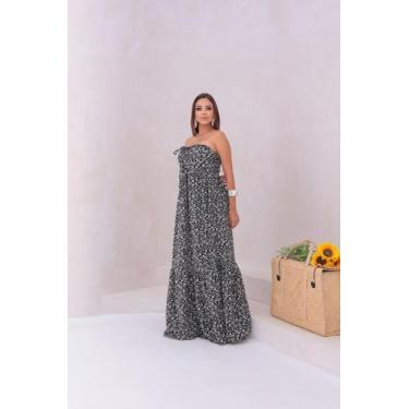 Imagem de Vestido Longo Feminino Multiuso Versátil Weynlu Modas, Floral preto
