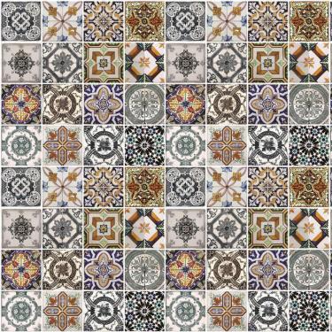 Imagem de Papel De Parede Azulejo Tons Marrom Adesivo Cozinha Banheiro