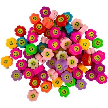 Imagem de Kit 100 Miçangas Entremeio Para Pulseiras Flores Florzinha Colar Pulseira Flores Coloridas