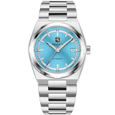 Imagem de Relógio mecânico automático BENYAR masculino com movimento automático confiável, aço inoxidável de 38 mm, 50 m, resistente à água (5 ATM), relógio de pulso analógico casual para negócios, Azul