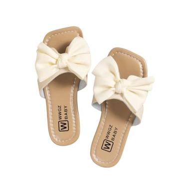 Imagem de GORGLITTER Sandálias femininas sem cadarço sandálias de praia com bico aberto redondo, Bege, 13.5 Big Kid