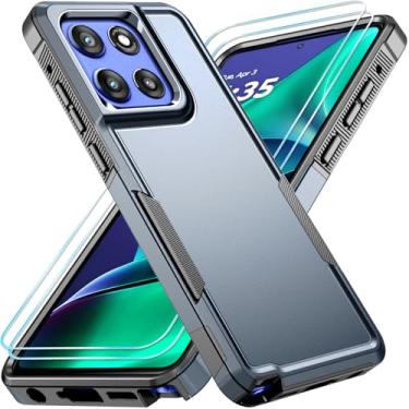 Imagem de PhuLok Capa compatível com Motorola Moto G Stylus 5G 2025 com protetor de tela HD, resistente, resistente, à prova de impacto, proteção de grau militar, azul marinho