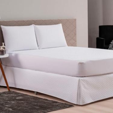 Imagem de Protetor de Colchão Solteiro Capa Impermeável Casal, Matelassê Ultrassônico 4 Camadas, 188x88x30 cm,Modelo Slip com Elastico 6 CORES (branco)