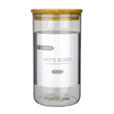 Imagem de Pote para Mantimento Cazza em Vidro Borosilicato Hermético com Tampa Bambu 1,2L