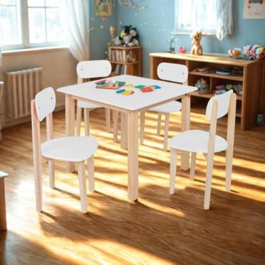 Imagem de Conjunto Infantil Mesa/Cadeira Modelo Colorê Madeira Pinus - Ravilar, 