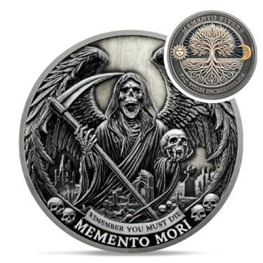 Imagem de Moeda Grim Reaper Memento Mori - Crânio Árvore da Vida Moeda Desafio Estóica - Novidade Medalhões EDC Amor Fati Token para prática diária estoica - Presentes inspiradores Momento Mori estoicismo para