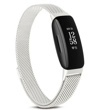 Imagem de Amzpas Pulseira de reposição magnética ajustável para Fitbit Inspire 2 / Fitbit Inspire HR Fitness Tracker (Starlight)