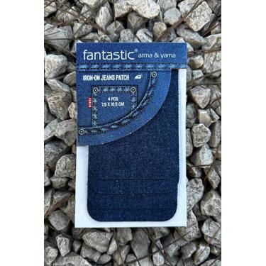 Imagem de Pacote com 4 adesivos jeans azuis escuros para jeans – Remendos de reparo duráveis para jaquetas, calças e roupas jeans – Fácil reparo de tecido sem costura