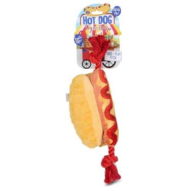 Imagem de Bow Wow Brinquedos de pelúcia para cães estridentes – som enrugado – comida divertida e formas inovadoras – jogar, puxar e buscar – lona e pelúcia – para cães pequenos a médios – vários estilos (1