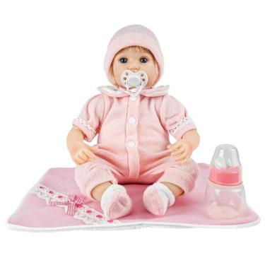 Imagem de Bebê Reborn Boneca Menina Em Vinil Realista Com Chupeta E Mamadeira Ro