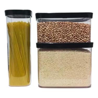 Imagem de Conjunto de 3 Potes Herméticos para Armazenamento de Alimentos, Arroz, Feijão e Macarrão