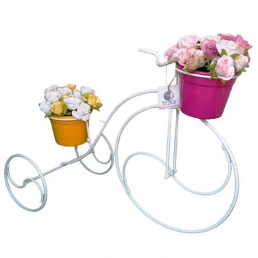 Imagem de Suporte Plantas Bicicleta Branca - 2 Vasos