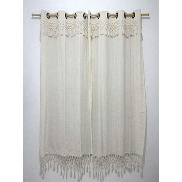 Imagem de Cortina Porta Em Algodão 100% 2 Folhas 2,60x2,50 COR BEGE (CRÚ)