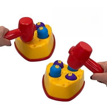 Imagem de Brinquedo Educativo Bate Martelo, Queijo com Ratos, 16 x 17 cm, Plástico, para Crianças acima de 12 Meses