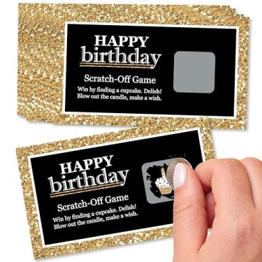 Imagem de Big Dot of Happiness Cartão adulto Happy Birthday - ouro - festa de aniversário jogo raspar - 22 unidades