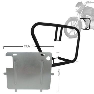 Imagem de Kit Protetor de pernas Preto + Suporte Protetor De Placa Aço Mercosul 
