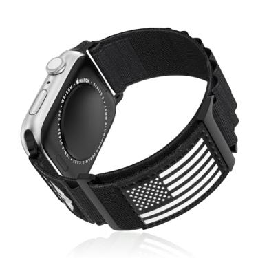 Imagem de SKIMEMRY Pulseira de relógio de nylon Flag Alpine Loop compatível com Apple Watch séries 10/9/8/7/6/5/4/3/2/1 SE respirável esportiva ajustável para Apple Watch 42/41/40/38 mm