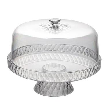 Imagem de Boleira Porta Bolos e Tortas Acrílica Glamour Com Pé com Tampa Cúpula 