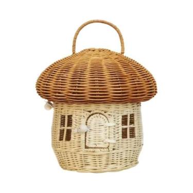 Imagem de Cesta De Vime De Rattan Tecida À Mão, Organizador De Brinquedos Infant